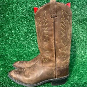 Old West Brown and Red Western Boots